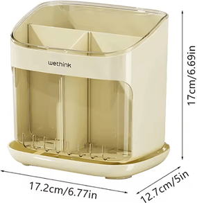 Inspire Curations Large Capacity Chopstick Holder Tableware Organizer With Drain Tray beige
