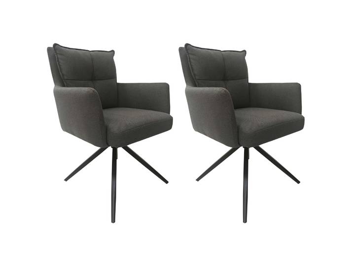 Esszimmerstuhl GOODPRODUCT Chiani , grau (anthrazit, schwarz, anthrazit), B:62cm H:90cm T:58cm, Stoff, Stühle, Esszimmerstuhl, 180 Auto Rückkehr, gepolsterte Rückenlehne, Armlehne und Sitzfläche