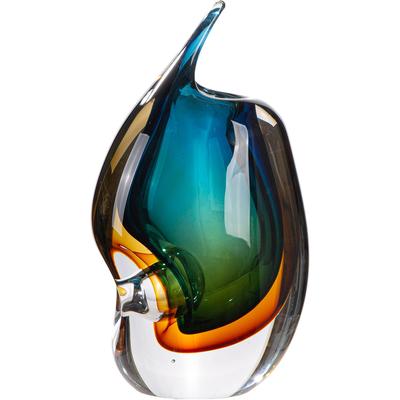 Tischvase GILDE "Vase Dario mehrfarbig H. 23,5 cm", bunt (blau, braun, grün, klar), B:12,5cm H:23,5cm T:9cm, Glas, Vasen, Vase, Glas, modern, zeitlos, Tischdeko, Bodenvase, Geschenkidee