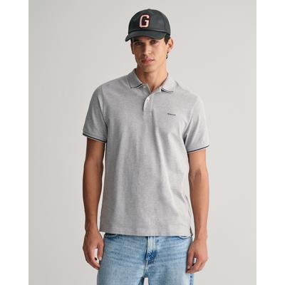 Poloshirt GANT "TIPPING SS PIQUE POLO", Herren, Gr. S, grau (grau melange), Jersey, Obermaterial: 100% Baumwolle, Shirts
