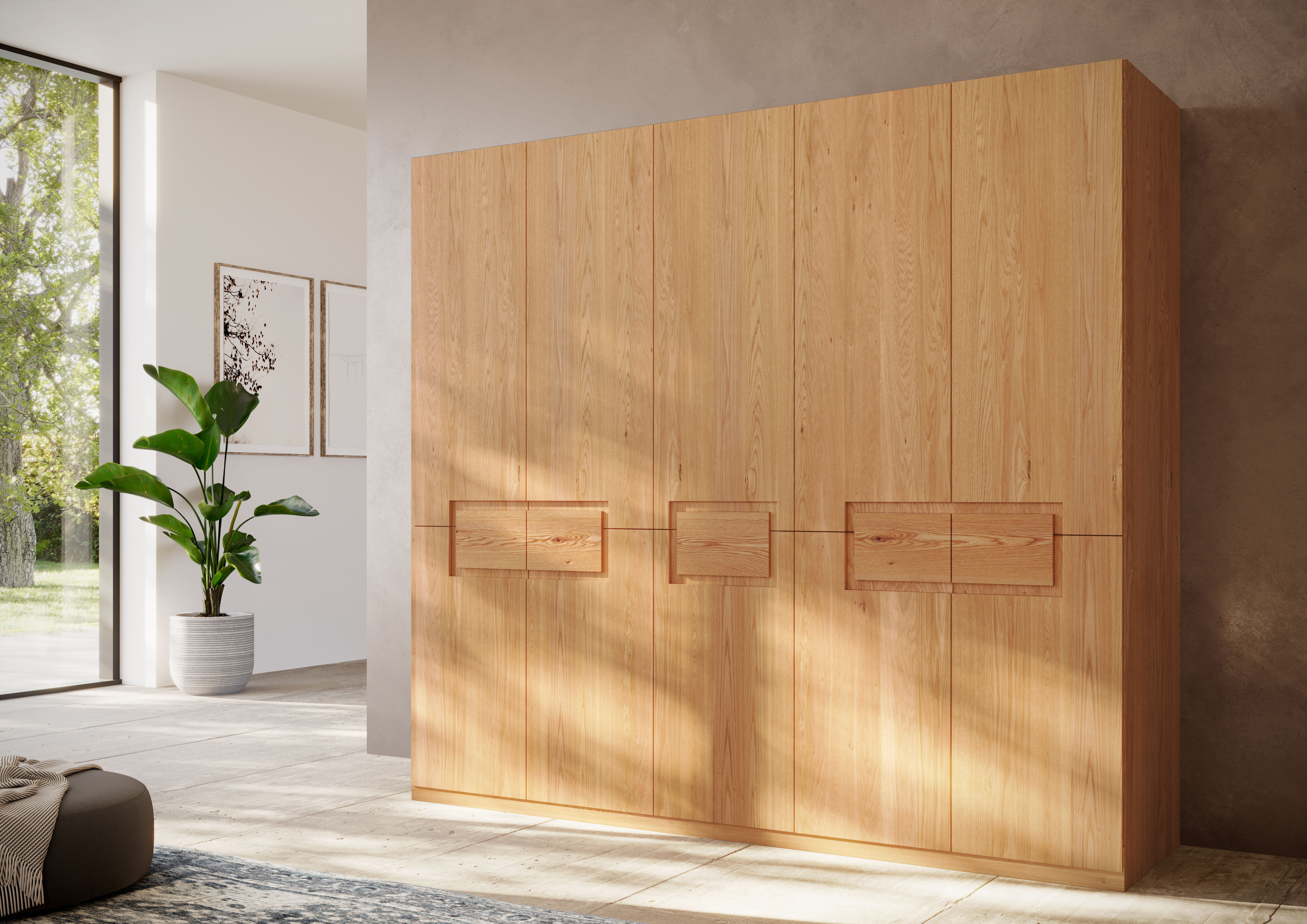 Kleiderschrank HOME AFFAIRE "Léopoldine aus Kernbuche, erhältlich in verschiedenen Breiten", transparent (braun), B:252cm H:223cm T:62cm, Massivholz, Schränke, Kleiderschrank, Massivholz-Kleiderschrank, im 50 cm Raster planbar braun Kernbuchemassiv natur,