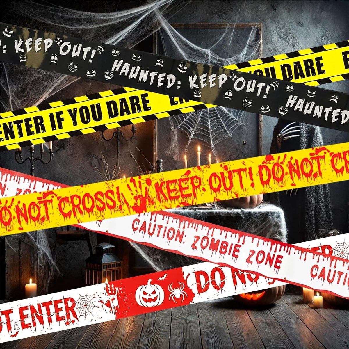 Set van 5 Halloween afschermingstape voor griezelige decoratie