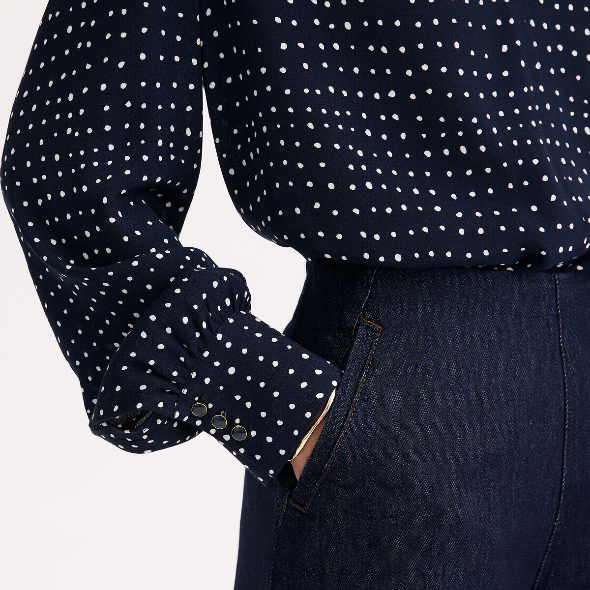 ANNE WEYBURN Blouse col V à pois manches longues en viscose
