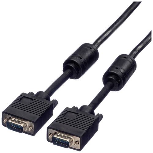Roline VGA Anschlusskabel VGA 15pol. Stecker 3.00 m Schwarz 11.04.5253 doppelt geschirmt, schraubbar, mit Ferritkern VGA-Kabel