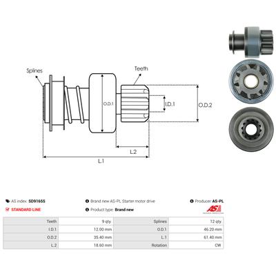 AS-PL Freilaufgetriebe, Starter SD9165S