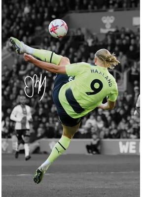 Inspired Finds Famous Soccer Player Canvas Poster Wall Art For Modern Sports Room Decor 7.87x11.81in Unframed haaland Bicycle