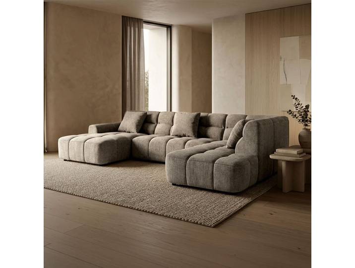 Canapé panoramique tissu taupe - angle gauche