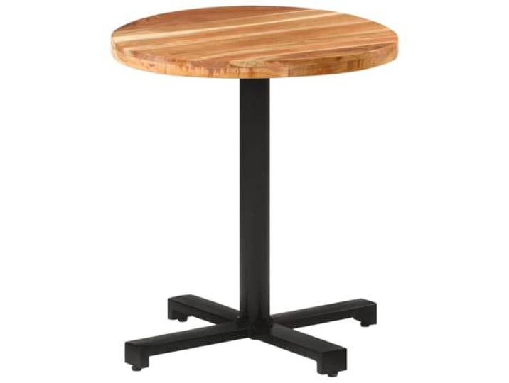 HAQWRDQSG Bistrotisch Rund Ø70x75 cm Akazie Massivholz Esstisch Gastro Stabiler Stehtisch mit schwarzem Eisengestell für Balkon, Terrasse & Wohnzimmer. Natürliche Unikat-Maserung.