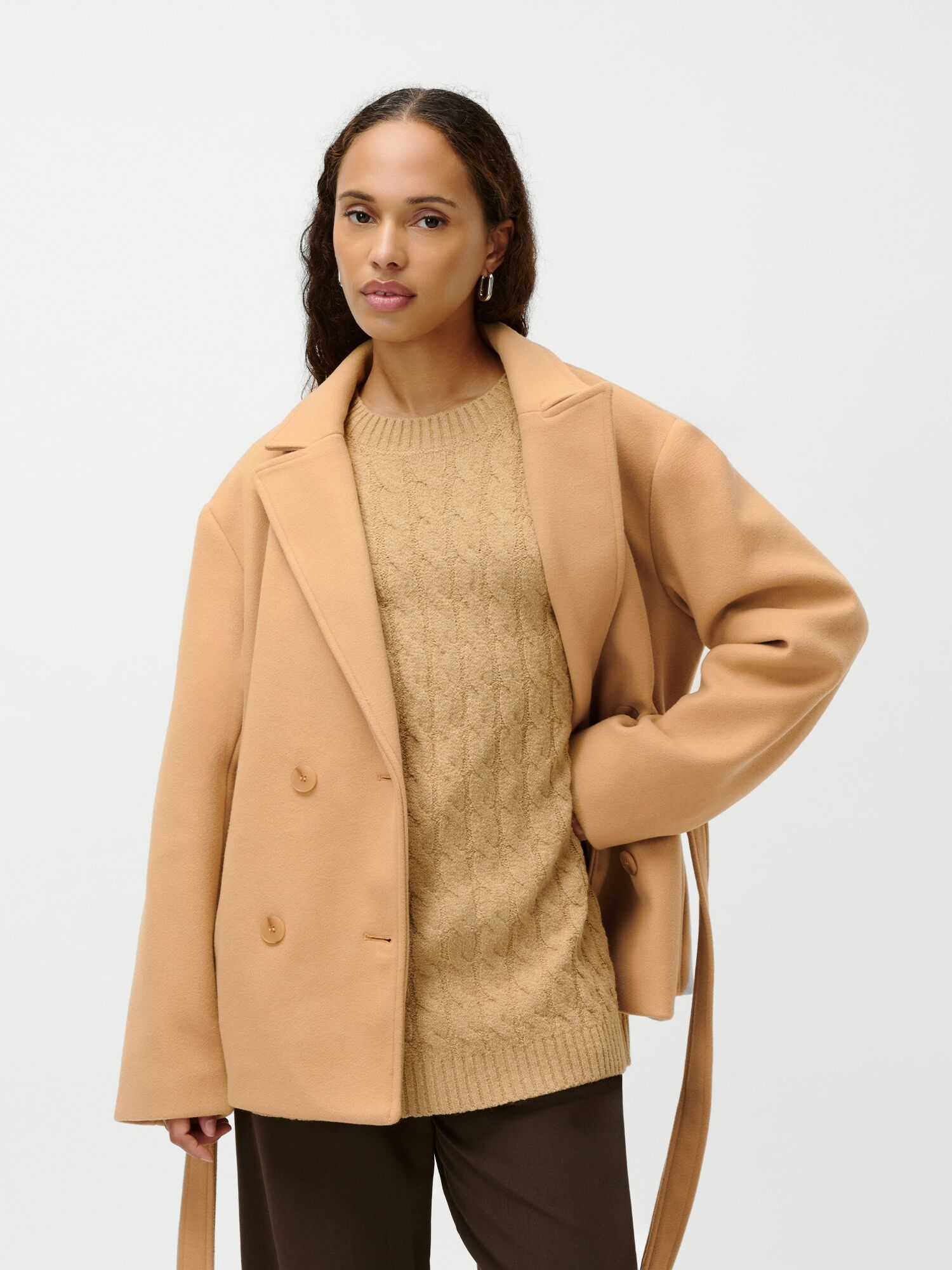 Kurzmantel LEGER "Ina, LeGer by Lena Gercke", Damen, Gr. 38, iced coffee, Obermaterial: 90% Polyester, 10% Viskose, normal, Mäntel Kurzmantel