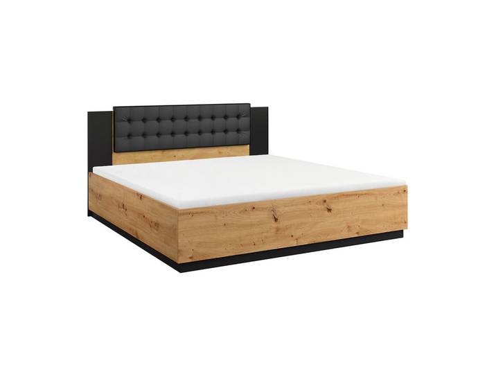 Petits-meubles Bett 140/200 Alec Dunkles Holz und Schwarz, Holzwerkstoff, 140x200 cm, Schlafzimmer, Bett