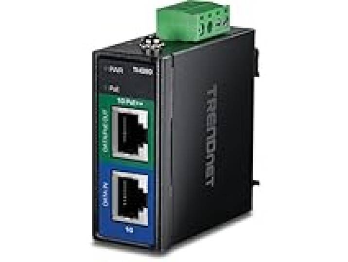 TRENDnet, TI-IG90, Injecteur Industriel renforcé 90 W Gigabit 4Ppoe, 4 Paires d'alimentation sur Ethernet, Poe (15,4 W), Poe+ (30 W), Alimentation 4 Ppoe (90 W), IP30, Rail DIN/Montage Mural Inclus