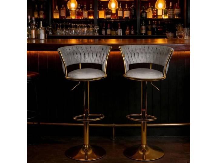 Lot de 2 tabourets de bar en velours-MENGDA-Haute cuisine avec repose-pieds-Chaise de cuisine au design moderne-Hauteur réglable