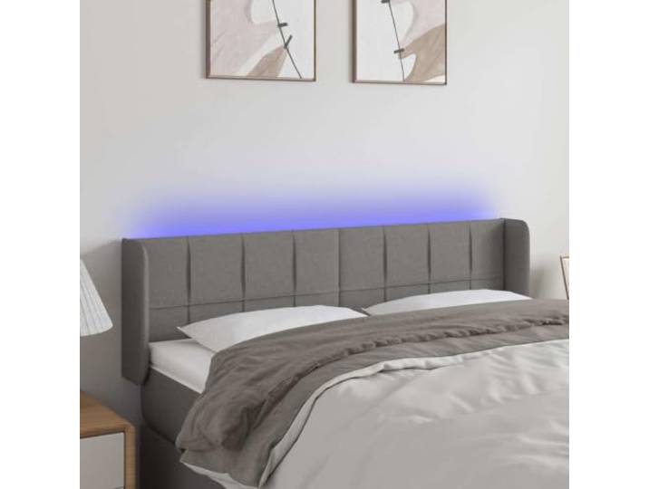 LPERTGFHU Kopfteil mit LED-Beleuchtung, Stoff-Bett-Rückenlehne Dunkelgrau Höhenverstellbar, Mit Ohren-Design, Integrierte farbenfrohe Beleuchtung