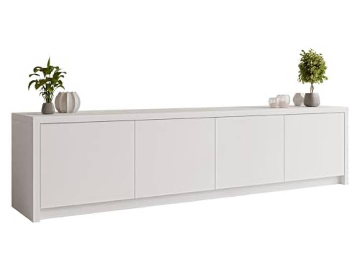 Mirjan24 TV-Schrank Sekarti 4D mit 4 Türen (Weiß) Stilvolles TV-Lowboard mit griffloser Öffnung und geräumigem Stauraum, B/H/T: 198/51/40 cm