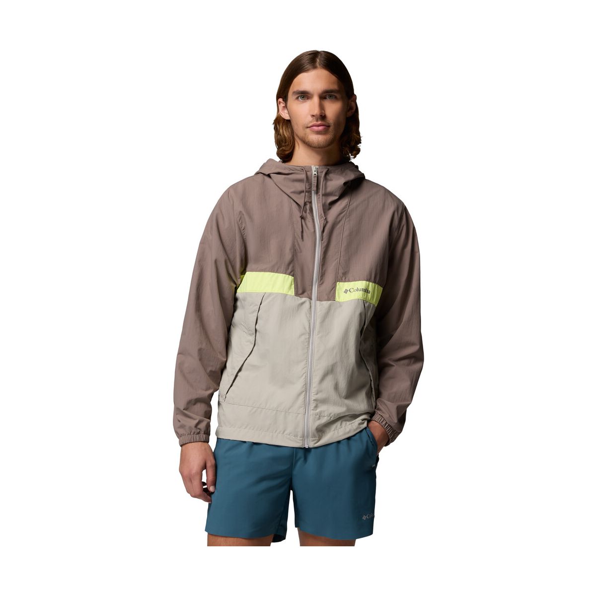 Columbia Spire Valley Hooded Windbreaker iron, flint grey, neon light (254) XL 211705-2117051-254-XL