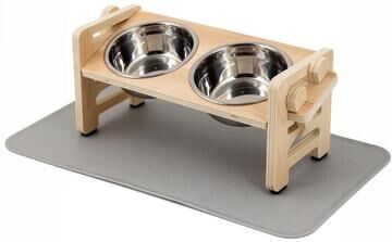 Inspired Finds 6 Level Adjustable Elevated Cat Bowls With Silicone Feeding Mat bowls And Mat Set