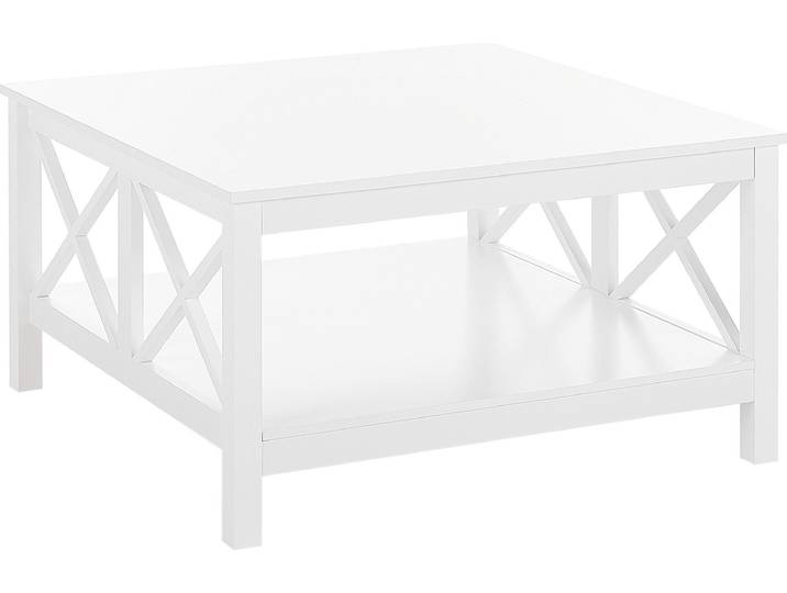 BELIANI Couchtisch Weiß MDF - Platte 80 x 80 cm Doppelte X - förmige Verstrebung Kaffeetisch Lackierte Tischplatte Quadratisch Boho