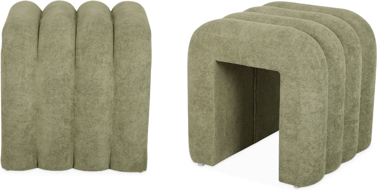 Sweek Set van 2 eigentijdse stoffen poefs