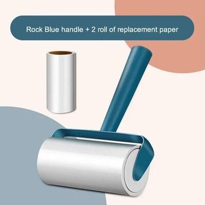 Smart Shopping Spot Effortless Pet Hair Remover Roller Brush Tearable Sticky Paper Cleaning Tool For Clothes, Furniture, And Household Use 2pcs Blue