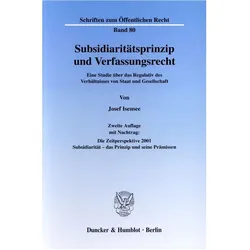 Subsidiaritätsprinzip und Verfassungsrecht, Fachbücher von Josef Isensee