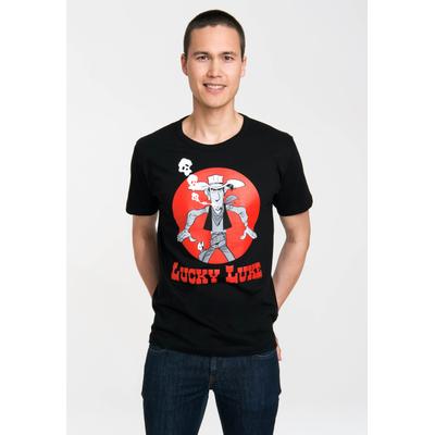 T-Shirt LOGOSHIRT "Lucky Luke - Daisy Town", Herren, Gr. L, schwarz, 100% Baumwolle, bedruckt, normal, Rundhals, Shirts T-Shirt, mit Lucky Luke-Print