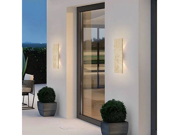 Lampes murales extérieures étanches en pierre naturelle, éclairage mural LED 18W, luminaires extérieurs pour chambre à coucher et extérieur.
