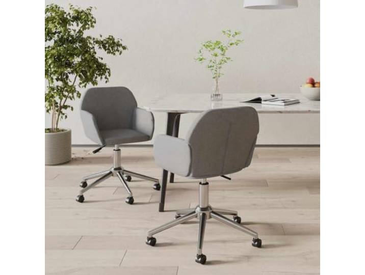 KGHFDVB Drehbare Esszimmerstuehle 2 STK. Hellgrau Stoff mit Metallrahmen 360-Grad-Drehung, ergonomische Polsterung, atmungsaktiver Stoff, stabile Metall-Sperrholz-Konstruktion