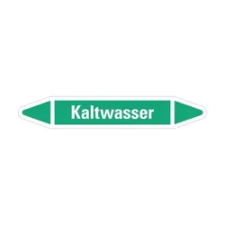Aufkleber I RKZ-Etikett Kaltwasser, grün/weiß, für Ø 40-60mm, 218x37mm, 5/Bogen