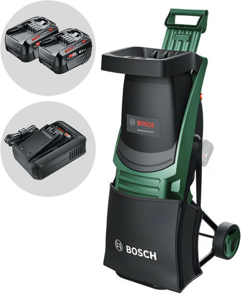 Bosch UniversalShredder - Broyeur de jardin à batterie 36V - avec bac de ramassage - 2x18V/4Ah