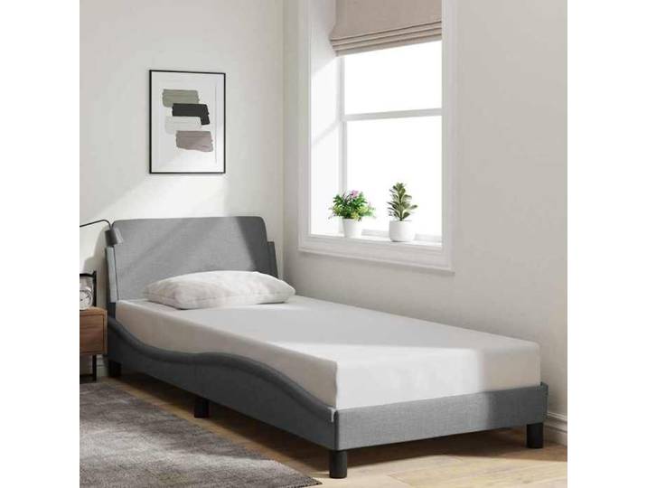 Cadre lit dover gris clair 90x190 cm tissu rembourré élégant design doux chambre compacte moderne