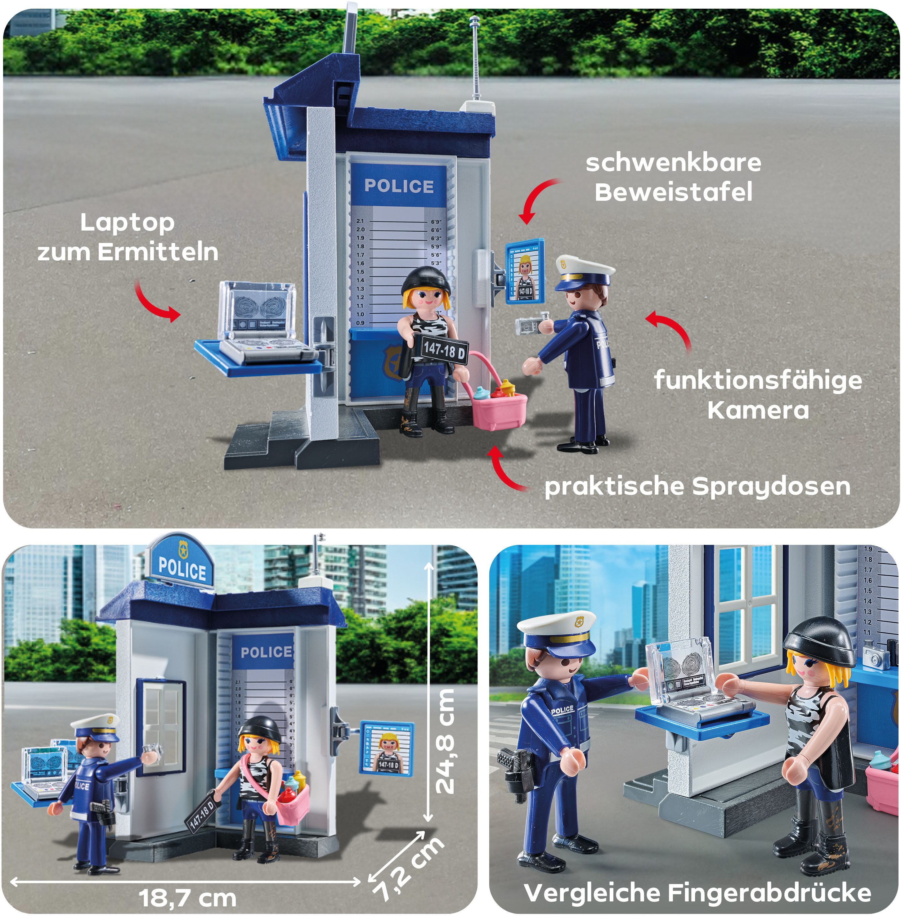 Konstruktions-Spielset PLAYMOBIL "Polizei Ermittlungszimmer (71733), Playmobil Action Heroes", bunt, Spielbausteine, Kinder, Kunststoff, Konstruktions-Spielset, Made in Europe
