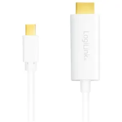 LogiLink Mini DisplayPort auf HDMI (2 m), Videokabel, Weiss