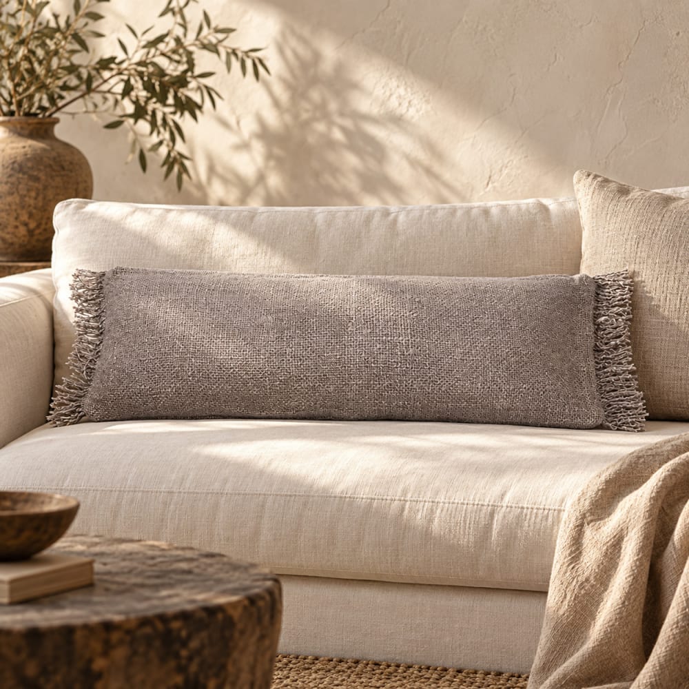 Bazar Bizar Housse de coussin coton gris 35x100x10cm Gris 100x2x35cm