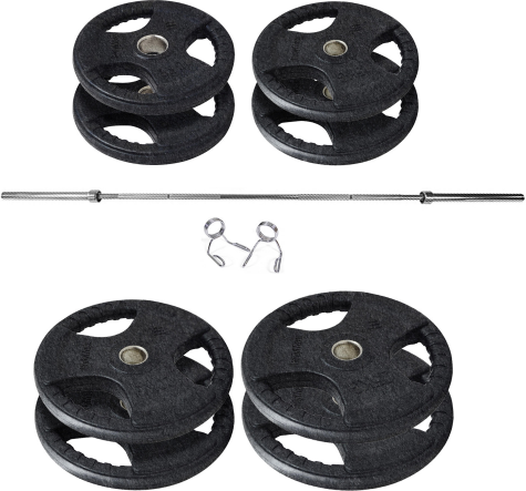 BodyMax Olympic Cast Tri-Grip Weight Kit with 6ft Bar - 70kg / 95kg / 115kg...