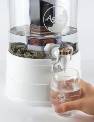 AcalaQuell Mini- weiß mit Glastank in Kristallklar