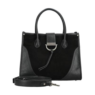 Henkeltasche HISPANITAS "Hispanitas Taschen Leder/Synthetik", Damen, Gr. onesize, schwarz, Leder, Lederimitat, Taschen