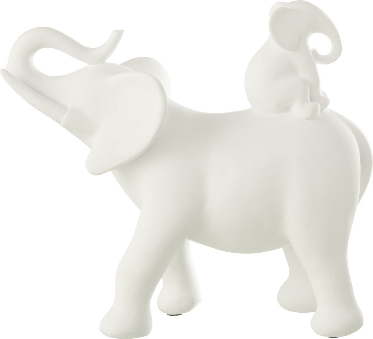 J-Line Decoratie Olifant Draagt Baby - Wit - Polyresin