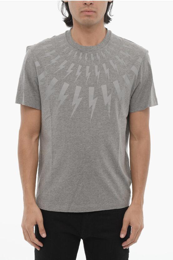 Slim Fit FAIRISLE THUNDERBOLT T-Shirt in Grau
