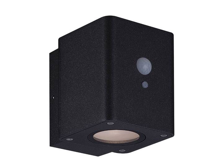 MEGATRON Megatron Loky LED-Solarwandleuchte, Sensor, eckig, schwarz, Aluminium, Wandlampe