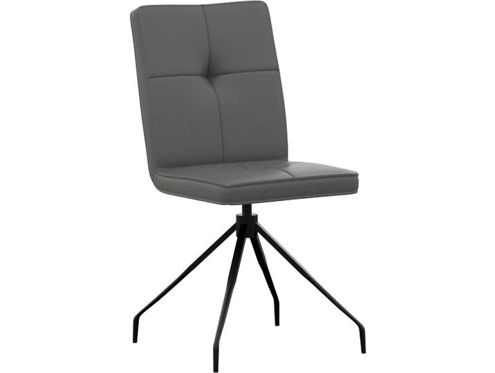 Moderano Stuhl, Dunkelgrau, Leder, Metall, Echtleder, Semi-Anilinleder, Rundrohr, 45x96x58 cm, Lederauswahl, Esszimmer, Stuhl, Lederstuhl
