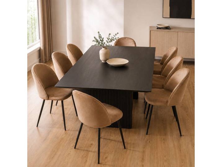 Achito - Chaise\, Beige\, Lot de 8