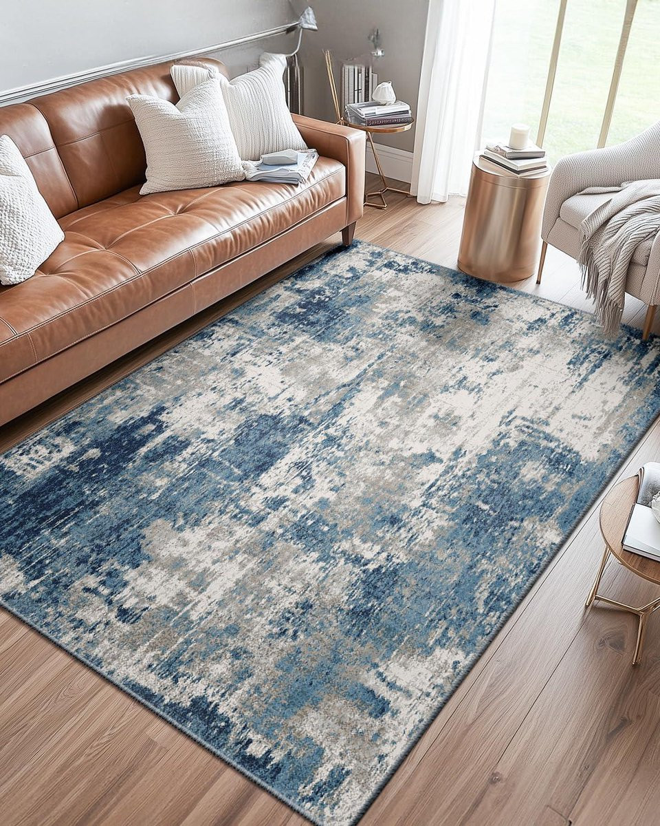 Modern Abstract Vloerkleed Blauwgrijs - Rechthoekig - 180 x 270 cm