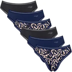 Sloggi Damen Slips, 6er Pack - GO Crush High Leg C6P, Unterhose, Stretch-Baumwolle Blau / M