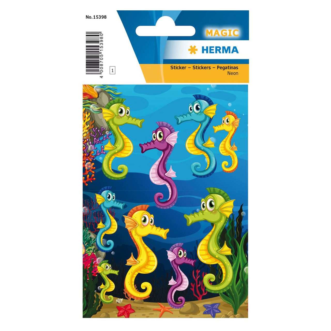 Herma Sticker MAGIC Seepferdchen Neon