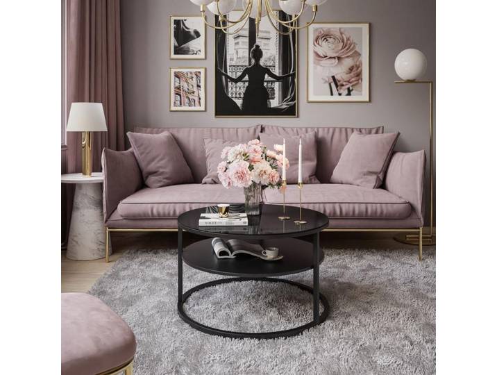 Runder Couchtisch CIRI GLASS mit Ablage