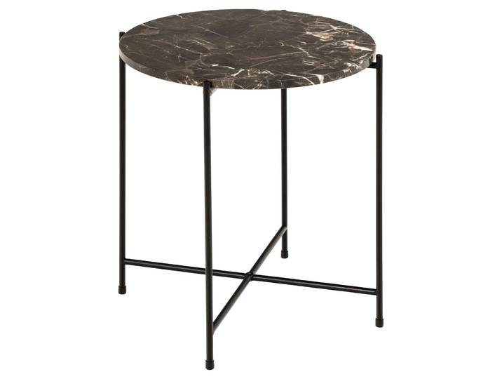 Beistelltisch ACTONA GROUP Avila , braun (braun, braun marmor), B:42cm H:45cm T:42cm, Tische, Beistelltisch, Ecktisch, rund, Tischplatte aus Marmorstein, T: 52 cm