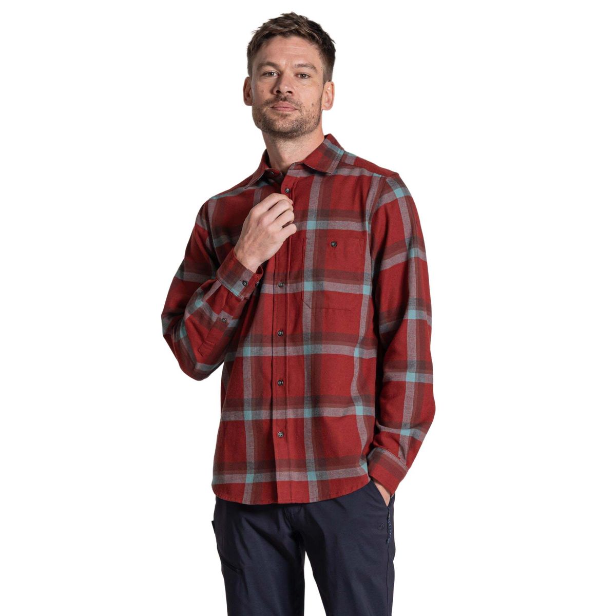 Craghoppers Rowan Long Sleeved Check Shirt red jasper check (1JF) M CMS737 1JF 60