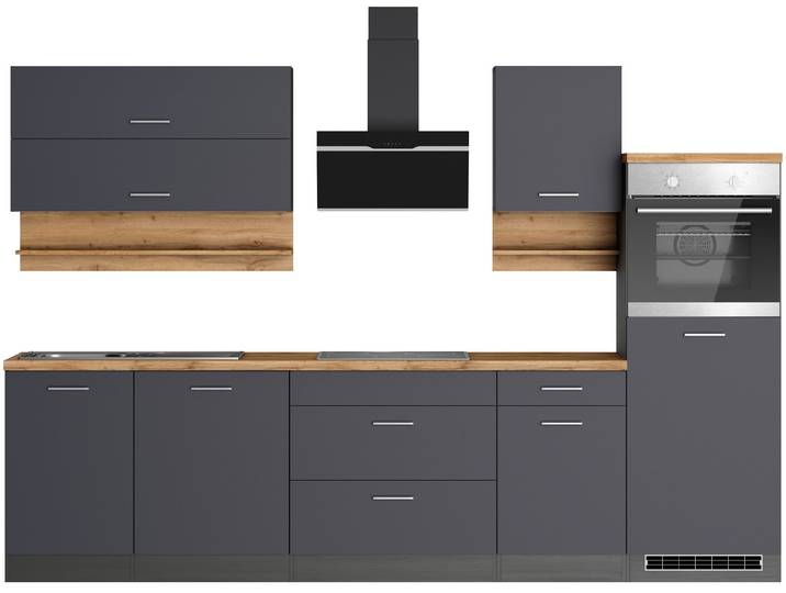KOCHSTATION KS-Milan 300 cm breit, robuste Metallauszüge, viel Stauraum