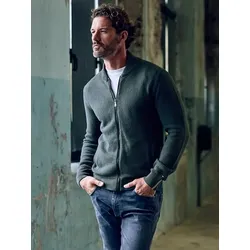 emilio adani Herren Cardigan im Bomber-Schnitt Grün regular uni Zipper - L