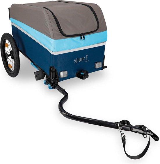 Fahrradanhänger - Einkaufswagen - Transport von Einkäufen - Inklusive Regenhaube - Tragfähigkeit: 40 kg - Blau